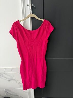 BCBGMaxAzria Hot Pink Scoop-Neck Mini Dress